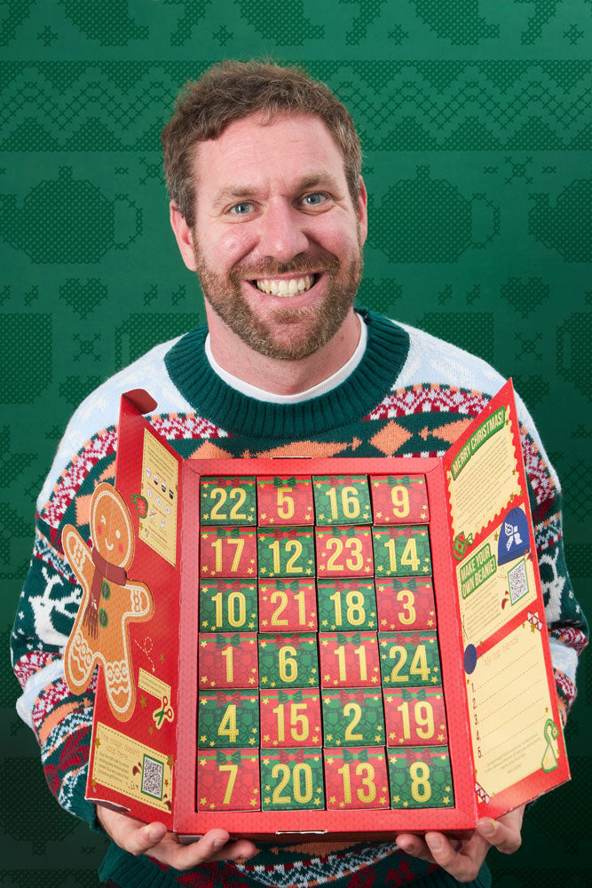 Mike with 2025 tea bag advent calendar