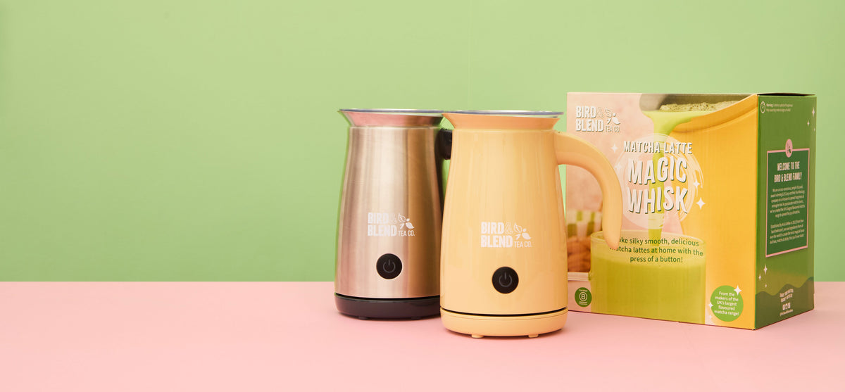 brushed stainless steel and bamboo gloss matcha latte magic whisk
