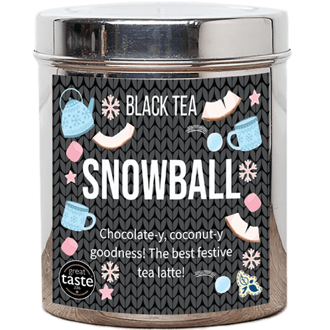 christmas snowball tea tin stylised