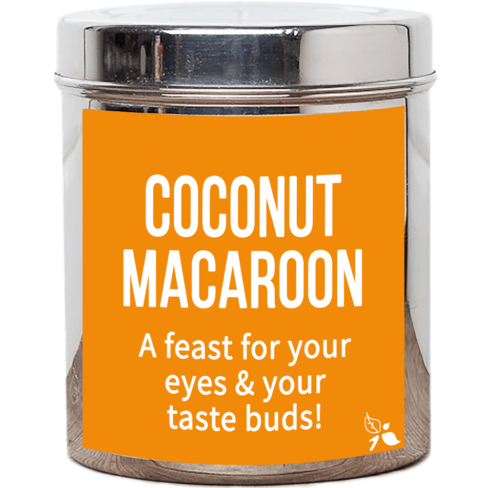 coconut macaroon fruit tea custom tea tin