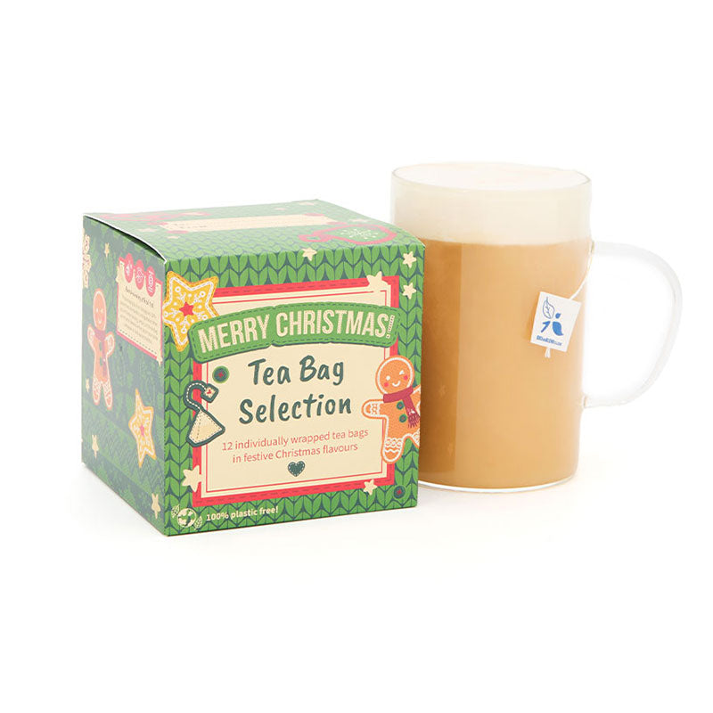 green christmas tea cube with hot tea