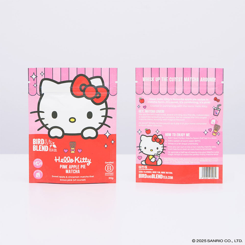 Hello Kitty pink apple pie matcha packaging