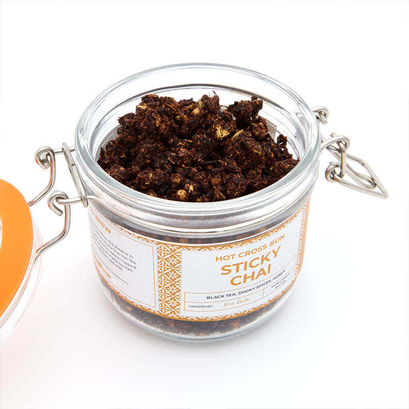 hot cross bun sticky chai open jar
