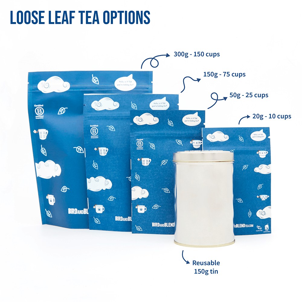loose leaf pouches and tin option
