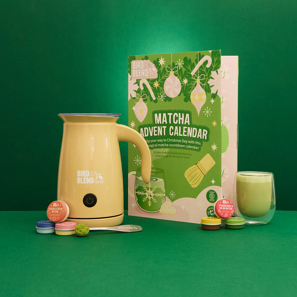 matcha advent calendar with bamboo whisk