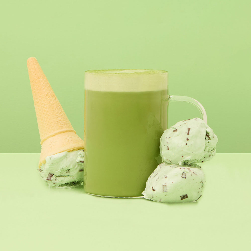 mint choc chip matcha with ice cream