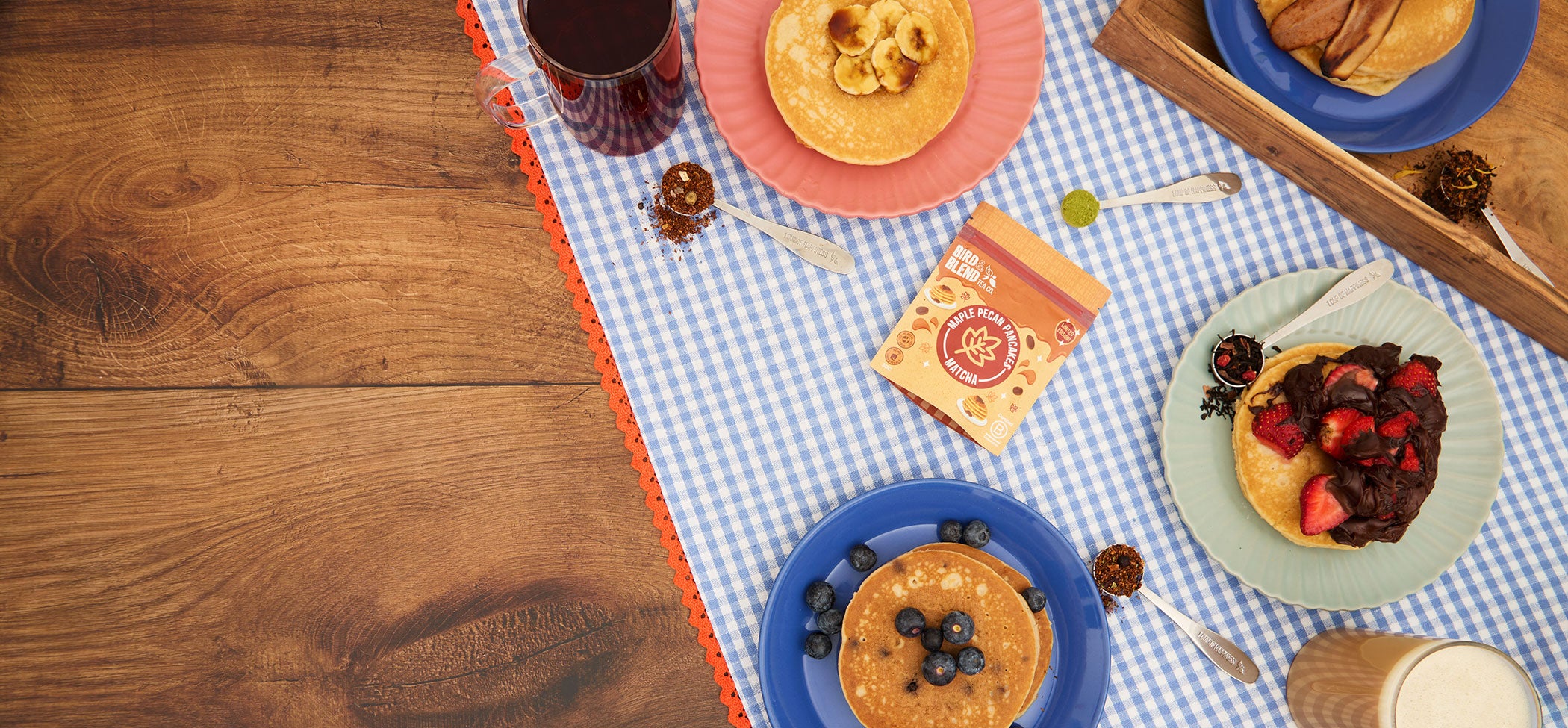 Pancakes tea and matcha blends