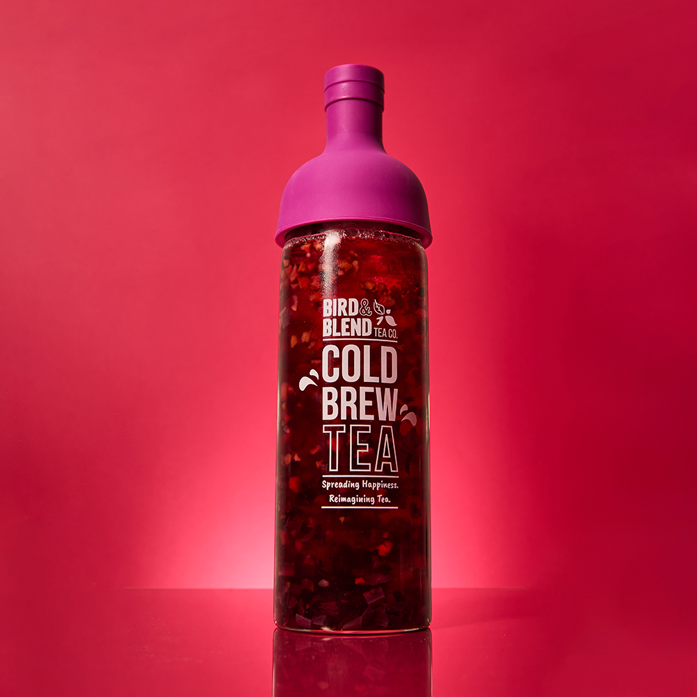 plum purple cold brew tea bottle & tea