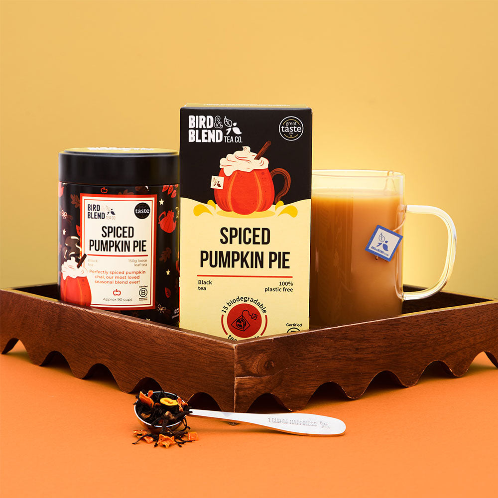 spiced pumpkin pie limited edition tea bags hot tea with tin