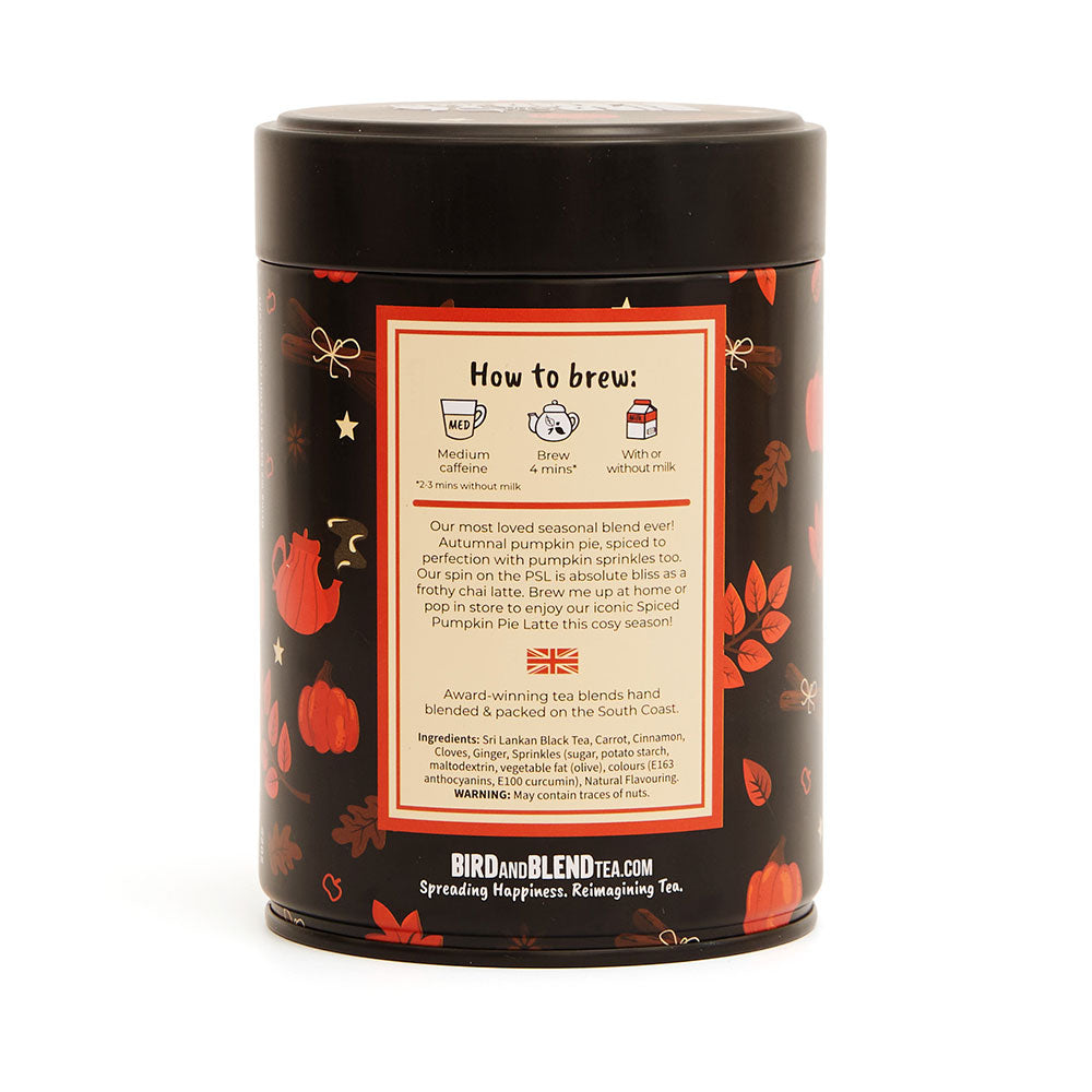spiced pumpkin pie tea tin back of tin instructions