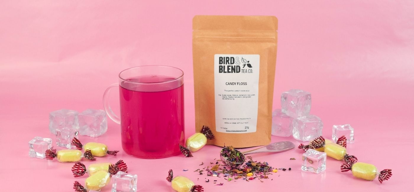 candy floss tea brewed with sweets