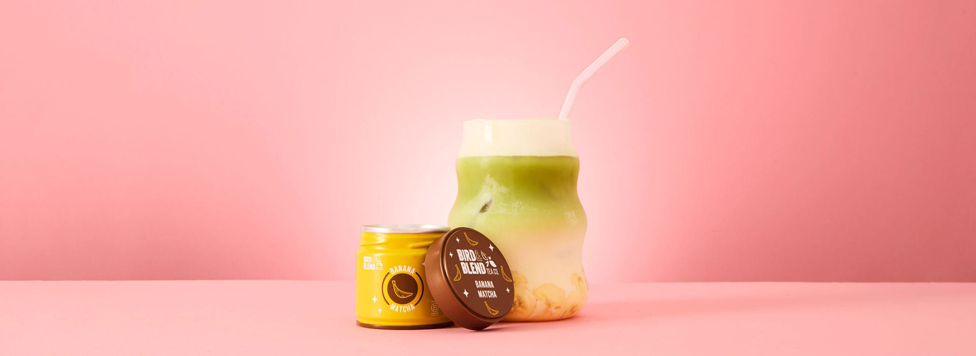 banana iced matcha latte