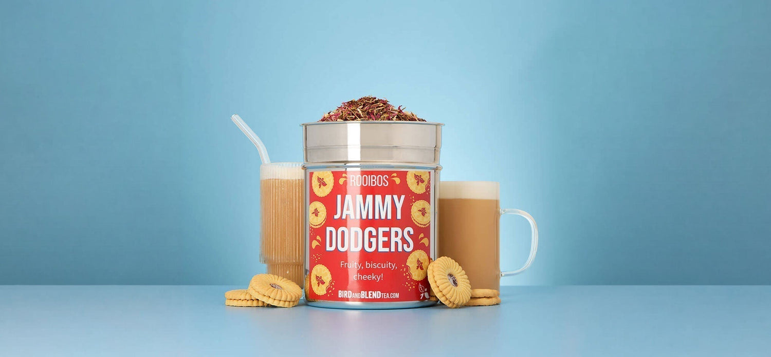 Jammy Dodgers hot and iced tea latte