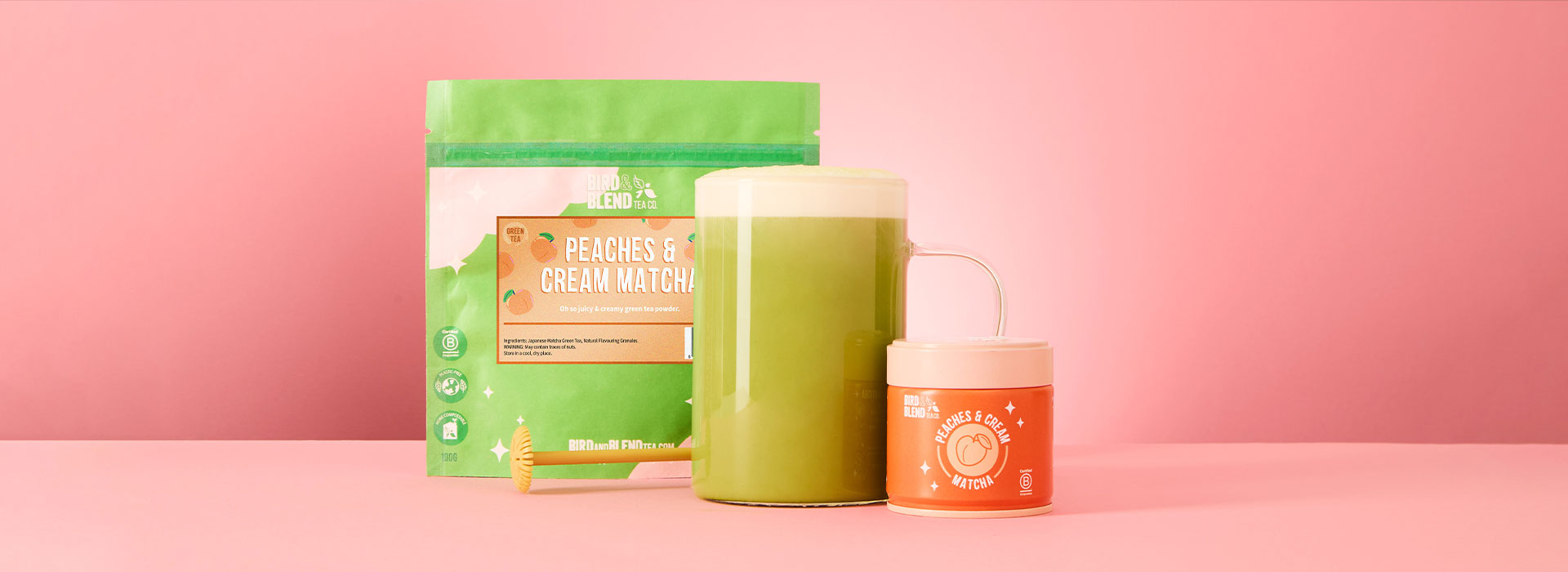 peach crumble matcha latte recipe