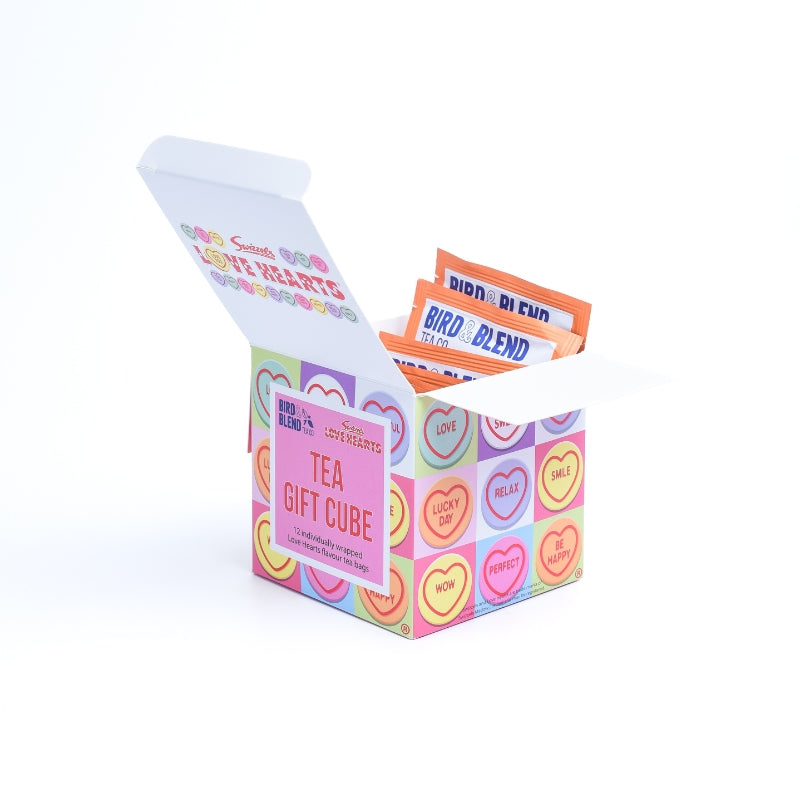 Love hearts tea cube swizzels inside