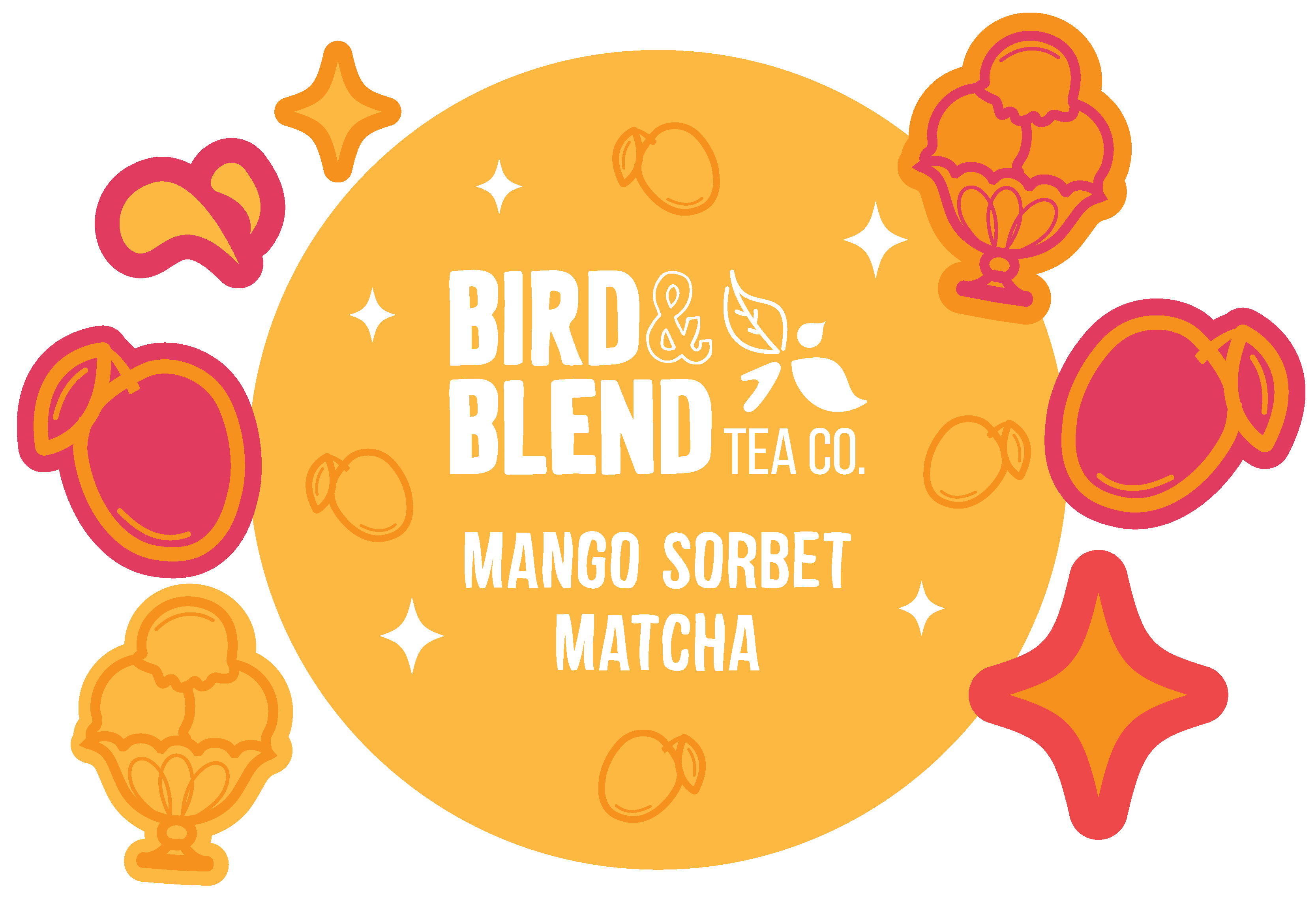 Mango sorbet matcha tea digital image