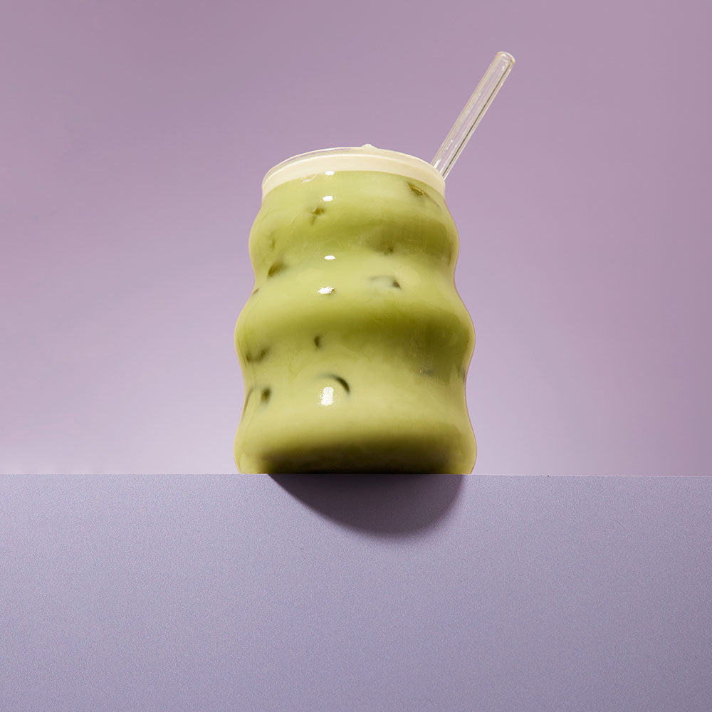 Iced mango sorbet matcha tea latte