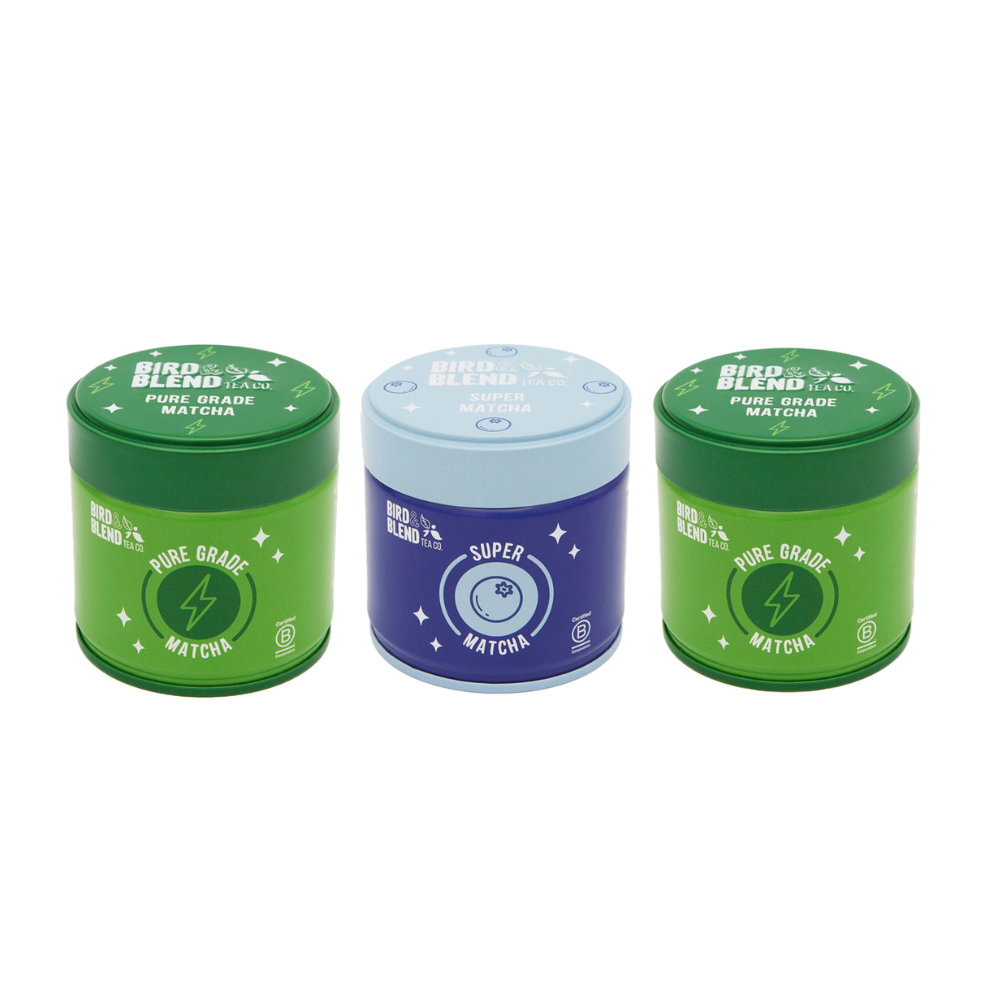 Super matcha and pure grade matcha tin