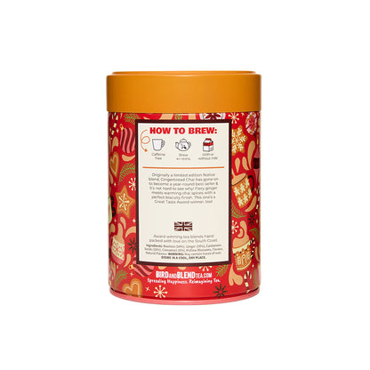 back of gingerbread chai tea gift tin