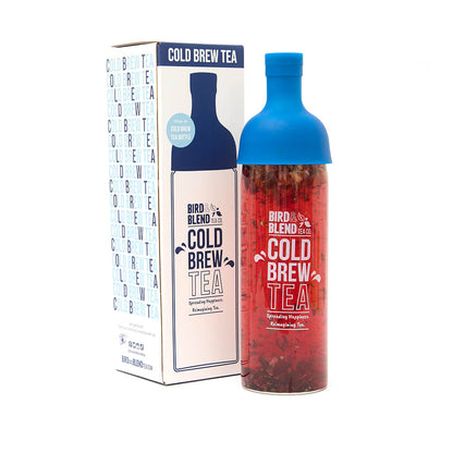 blue cold brew bottle with packaging