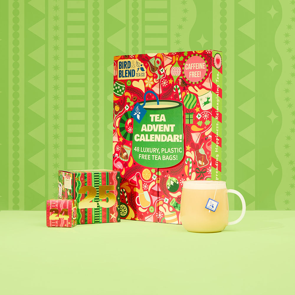 caffeine free tea advent calendar &amp; day 25 cube &amp; hot tea latte
