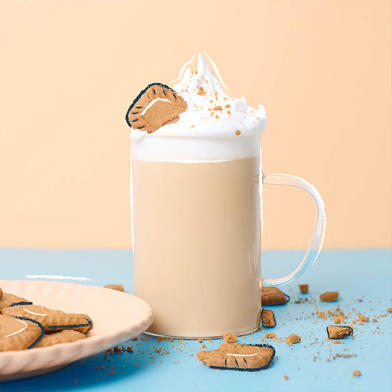 caramelised biscuit lotus tea latte with cream