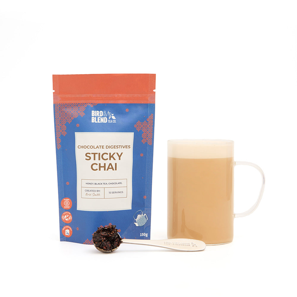 Chocolate Digestives Sticky Chai loose leaf tea pouch