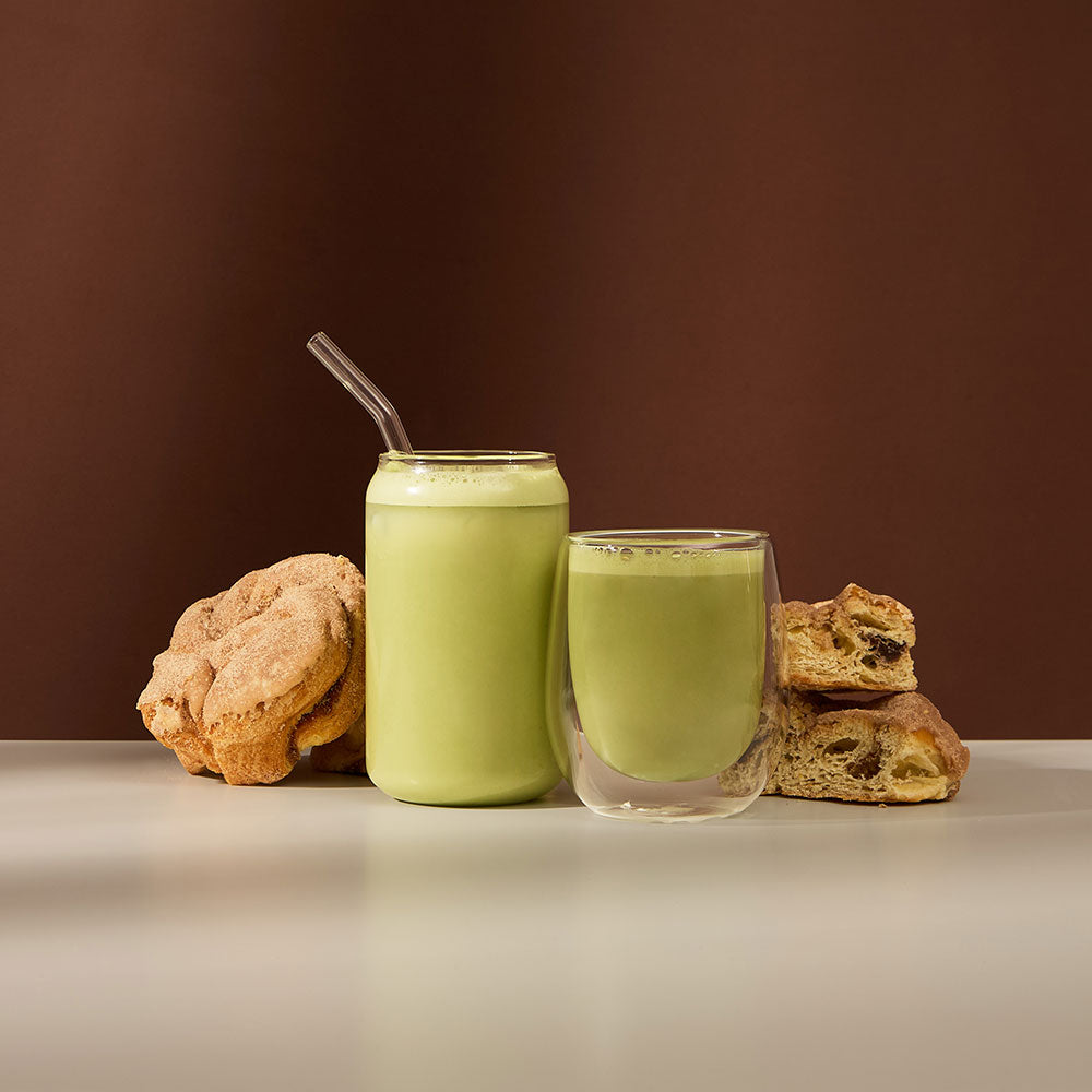  cinnamon bun matcha flavour focus & matcha latte 