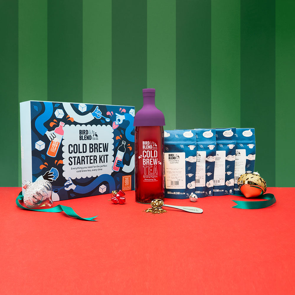 Cold brew starter kit and plum purple cold brew tea bottle
