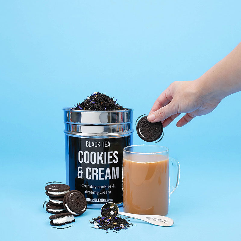 cookies and cream loose leaf tea and biscuits