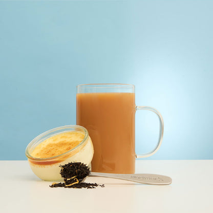 creme brulee hot tea with dessert