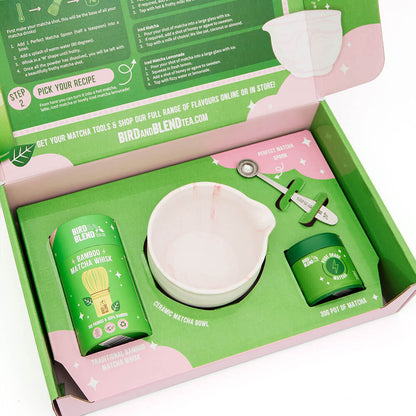 deluxe matcha gift set full kit overview bowl with whisk, spoon and matcha pot