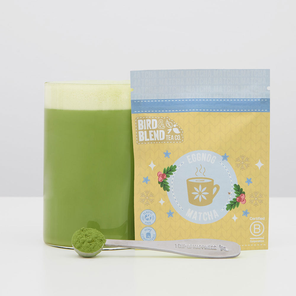 eggnog matcha with hot matcha and perfect matcha spoon