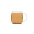 glass tea infuser mug with tea latte in