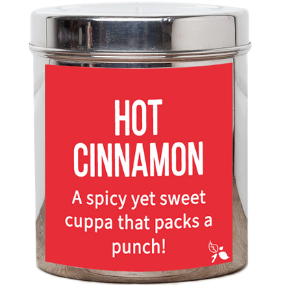 hot cinnamon tea tin label