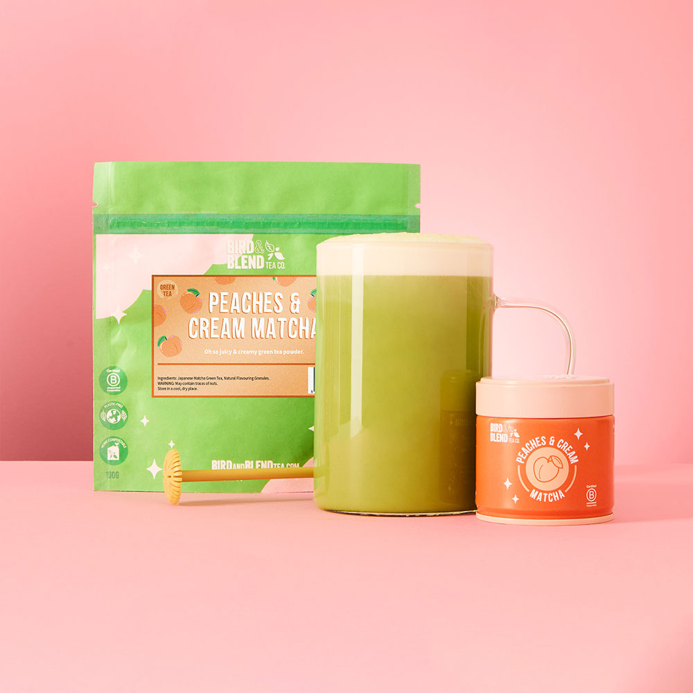  hot matcha latte peaches and cream recipe 
