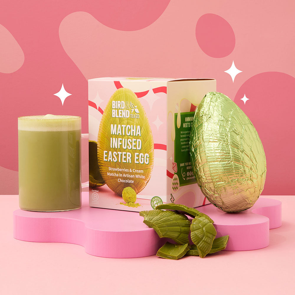 Strawberries & Matcha Infused Chocolate Easter Egg