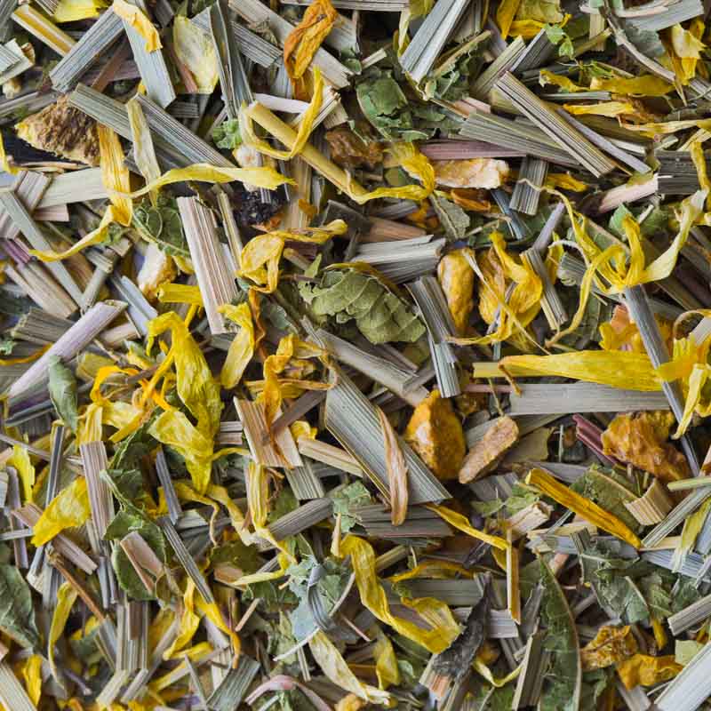 morning kick loose leaf yerba mate flatlay