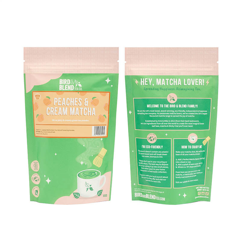 peaches and cream matcha refill pouch