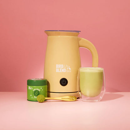 gold matcha tea spoon to use for matcha with matcha latte magic whisk