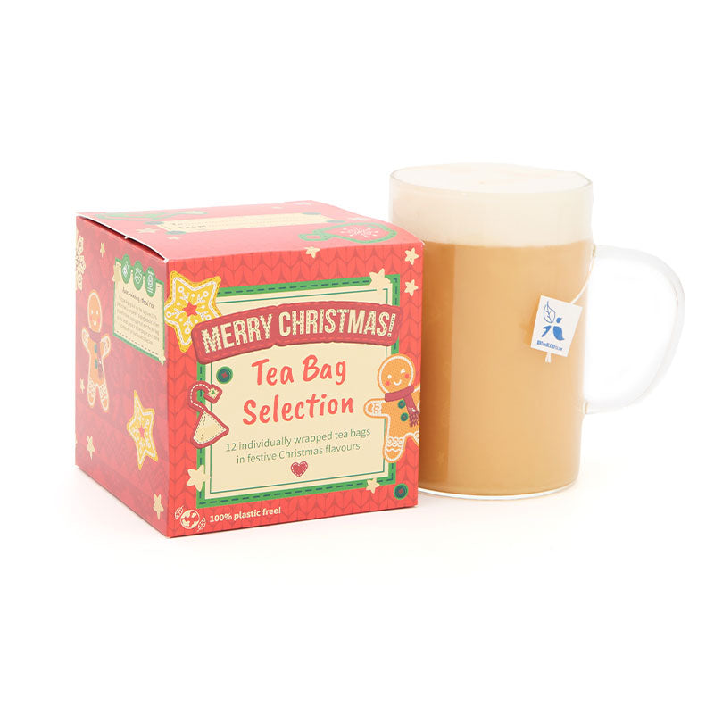 red christmas cube with hot tea