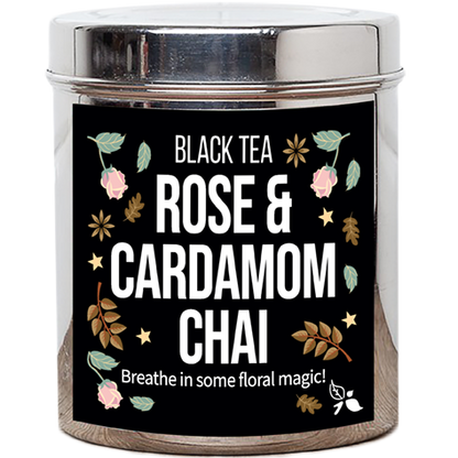 rose and cardamom chai black tea autumn tea tin