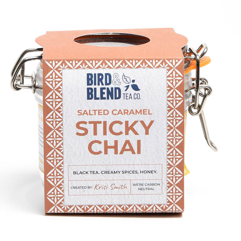 salted caramel sticky chai packaging