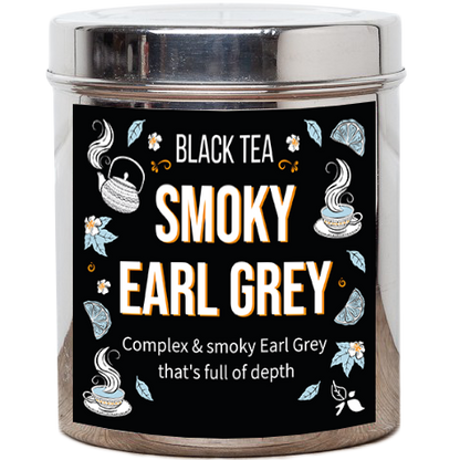 smoky earl grey tea tins