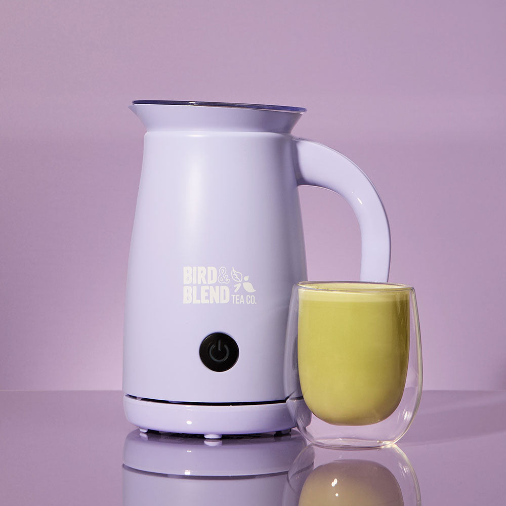 soft lilac matcha latte magic whisk & hot matcha latte