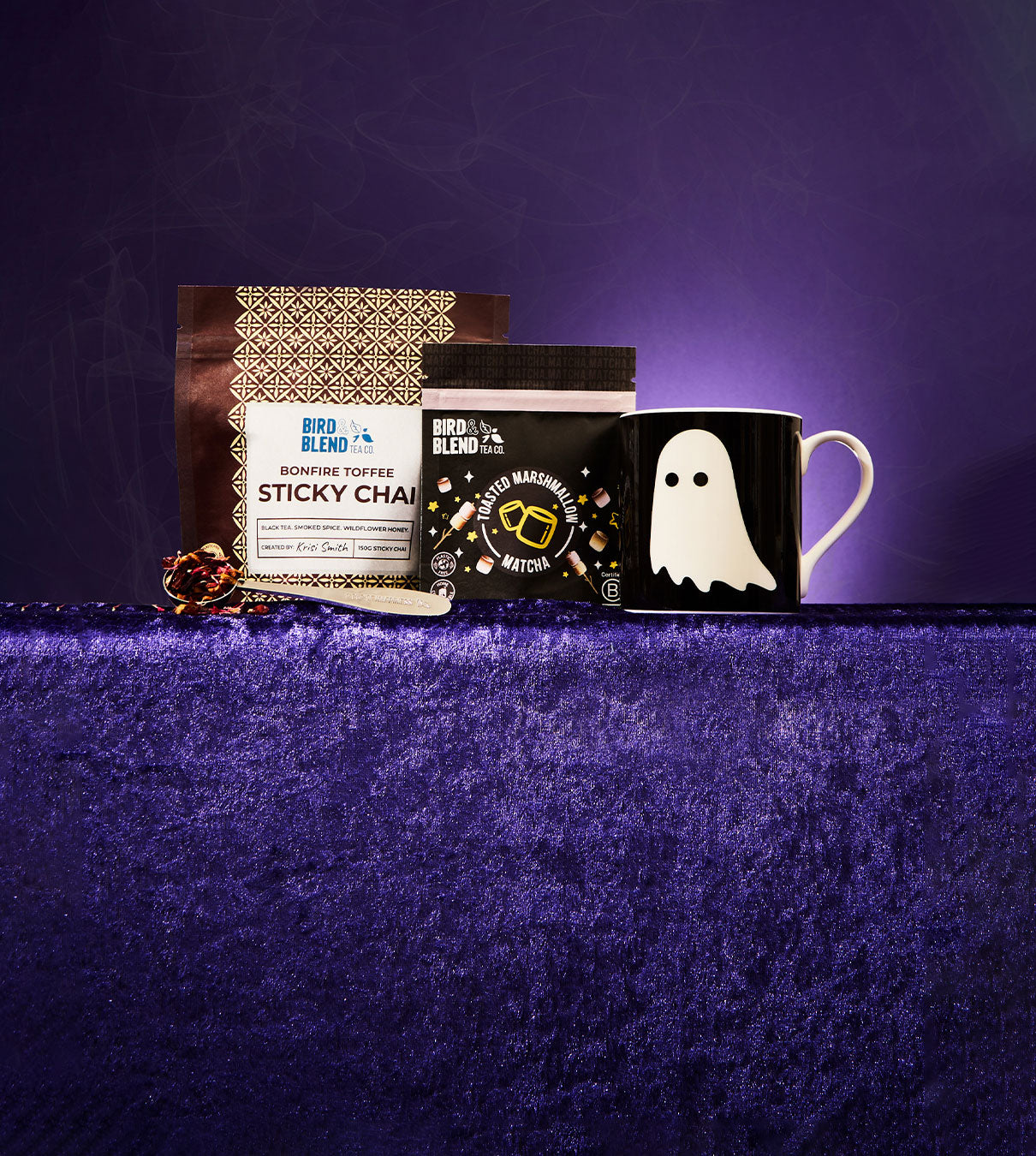 spooky collection full range matcha, mug and sticky chai