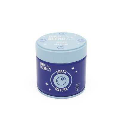 super matcha tin blueberry design