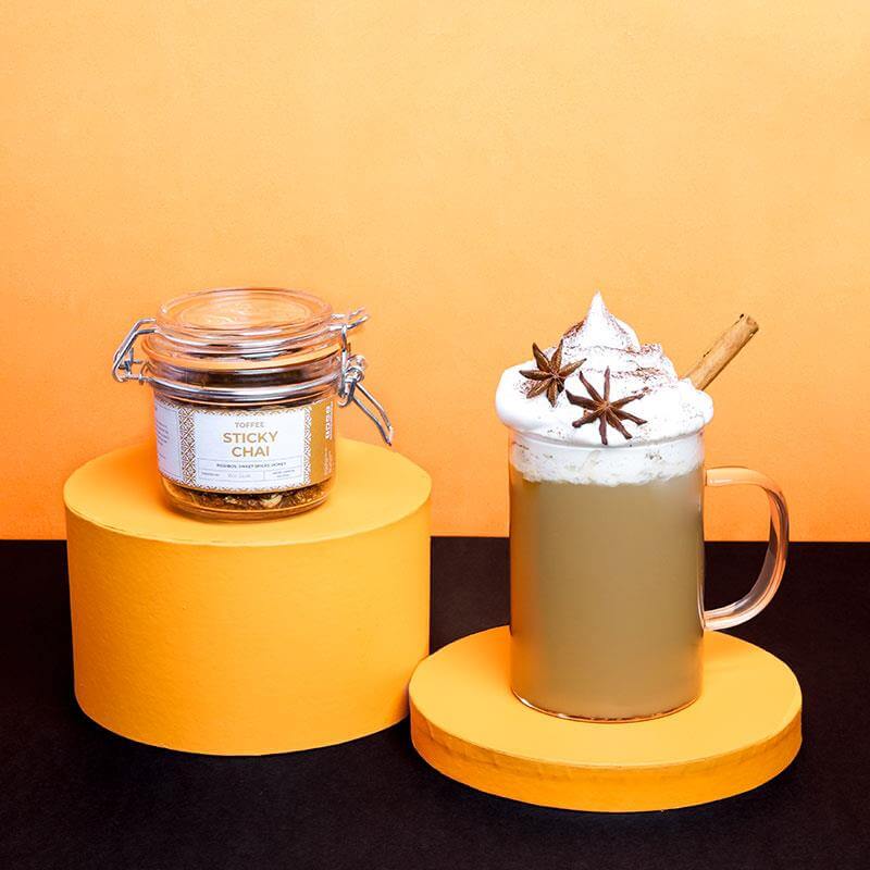 toffee sticky chai latte
