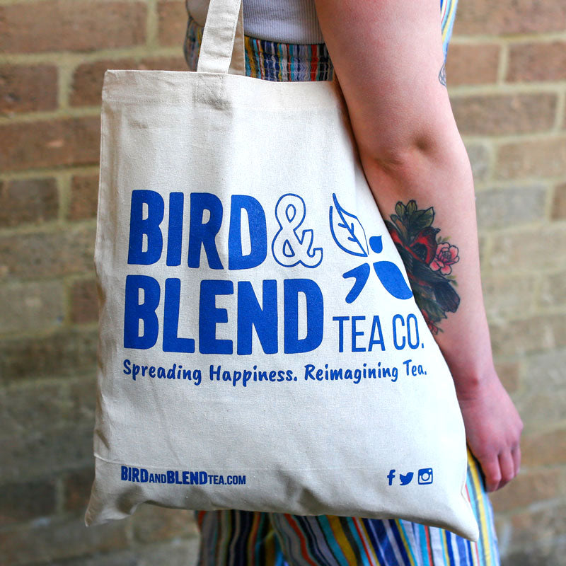 bird & blend tea co. sustainable canvas tote bag