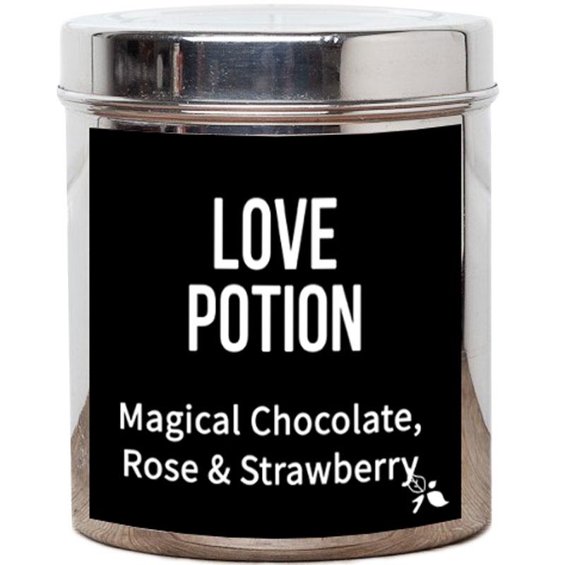 love potion magical chocolate, rose and strawberry loose leaf tea tin
